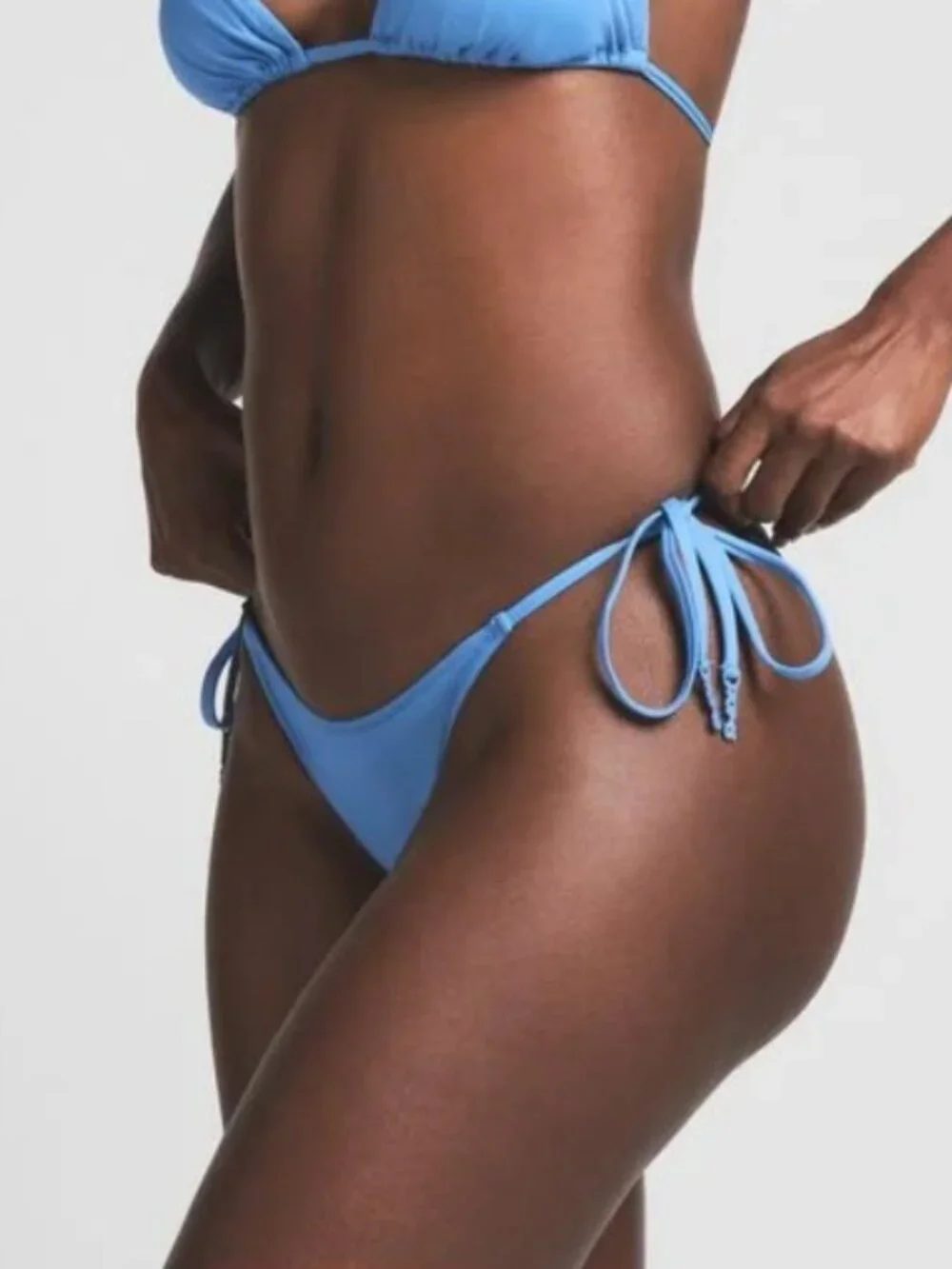 NEW SKIMS Signature Swim Dipped Tie Bikini Bottom LE Tide Blue Large NWT